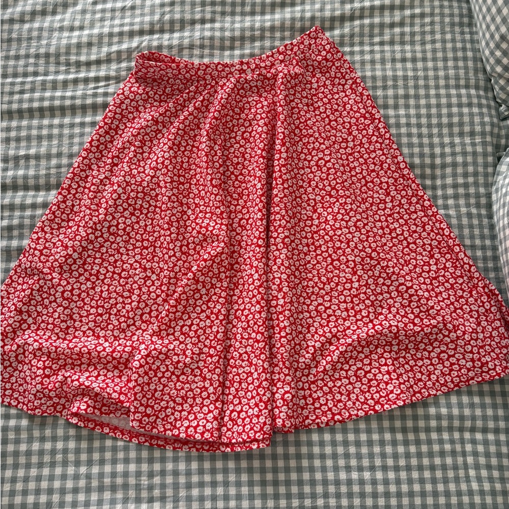 Roolee Red and White Floral Skirt
